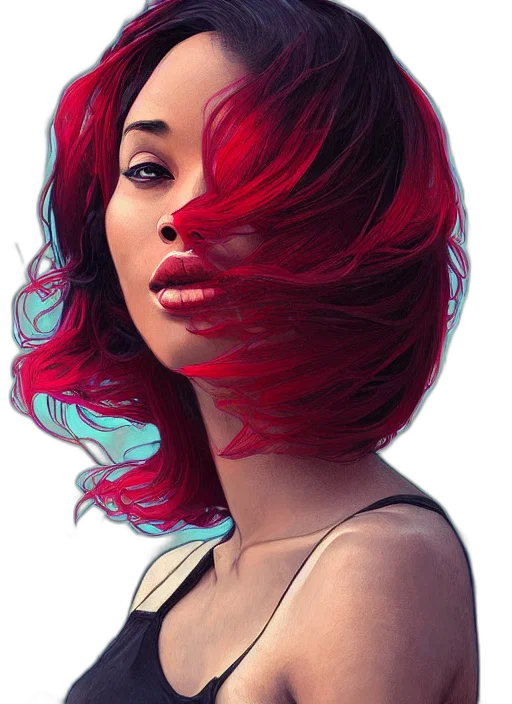 hair, photorealistic, concept art, red transparent PNG cut-out
