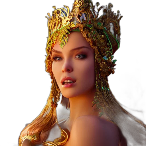 crown, jewelry, face, fantasy art transparent PNG cut-out