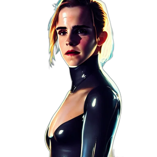 dress, jacket, face, robot, concept art, comic book art, cyberpunk, cartoon transparent PNG cut-out