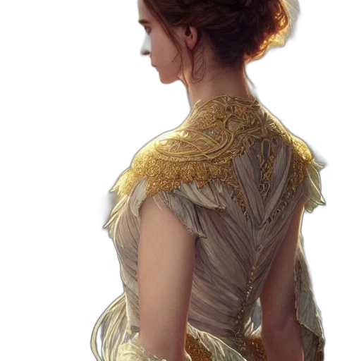 dress, crown, jewelry, staff transparent PNG cut-out