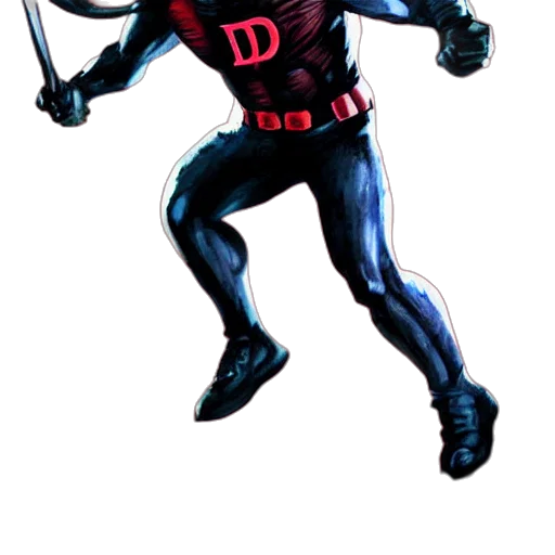 comic book art, concept art, cartoon, 3d render, dark, daredevil, painted, ben transparent PNG cut-out