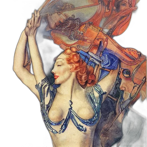 dress, weapon, umbrella, fantasy art, concept art, watercolor, comic book art, underwater transparent PNG cut-out