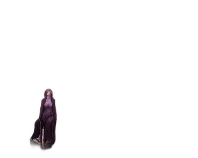 dress, creature, hair, staff transparent PNG cut-out