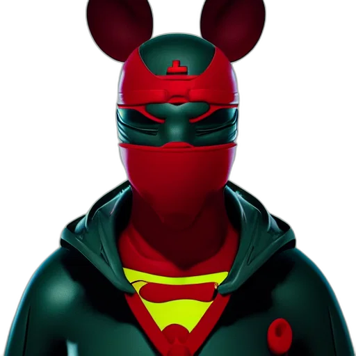 mask, jacket, 3d render, comic book art transparent PNG cut-out