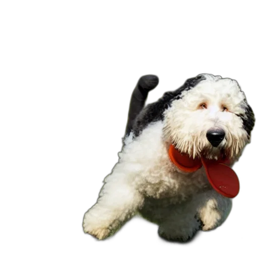 animal, staff, creature, photorealistic, 3d render, concept art, sheepadoodle, pulling transparent PNG cut-out