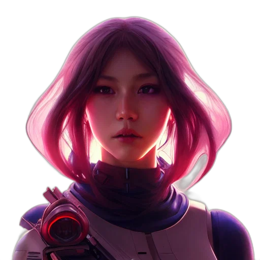 robot, face, staff, cyberpunk transparent PNG cut-out