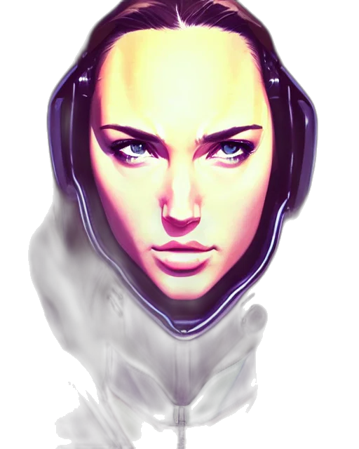 face, mask, robot, jacket, concept art, cyberpunk, fantasy art, comic book art transparent PNG cut-out