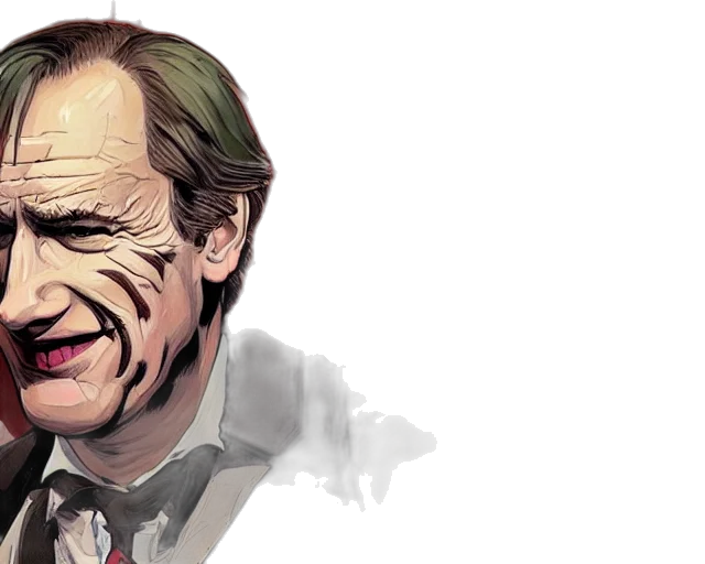 face, concept art, cartoon, photorealistic, comic book art, portrait, saul, goodman transparent PNG cut-out