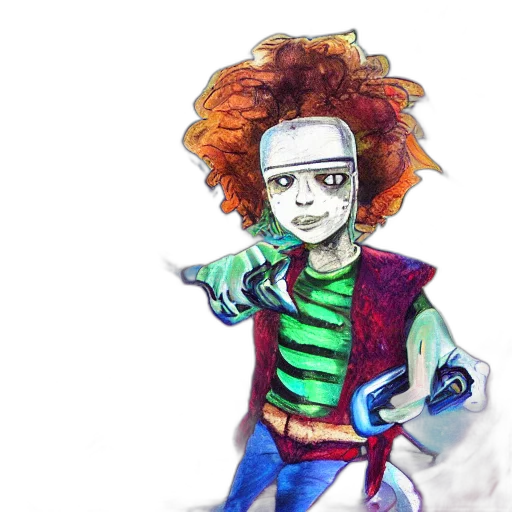 mask, staff, jacket, face, concept art, watercolor, cartoon, comic book art transparent PNG cut-out