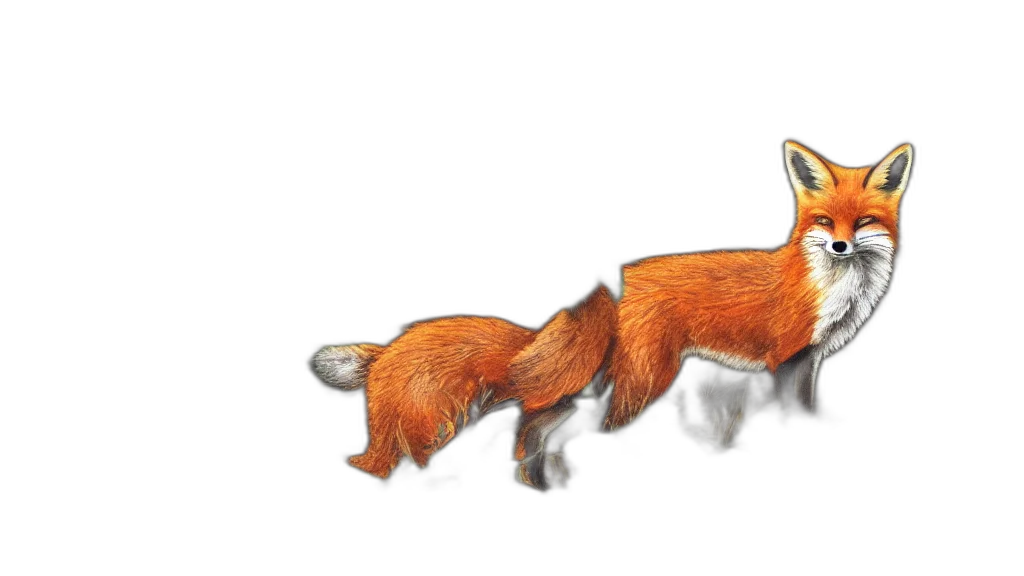 animal, creature, watercolor, concept art, photorealistic, 3d render, fox, bushes transparent PNG cut-out