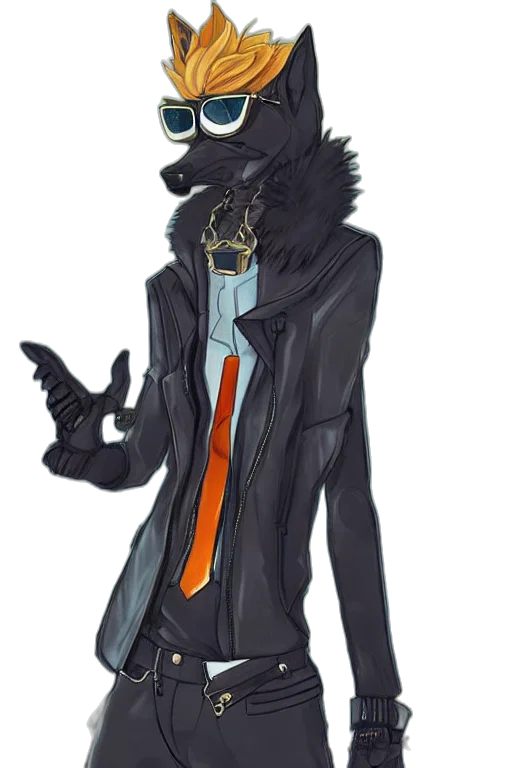 staff, jacket, mask, animal, concept art, cartoon, cyberpunk, fantasy art transparent PNG cut-out