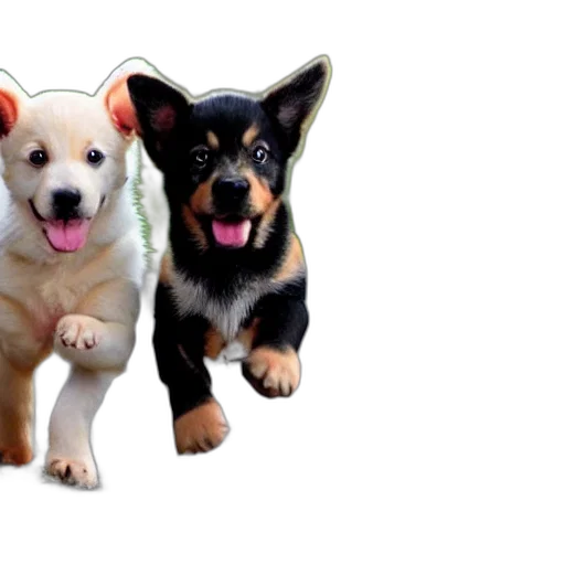 animal, photorealistic, 3d render, puppies, having, fun transparent PNG cut-out