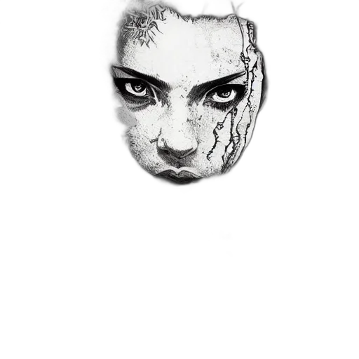 face, mask, creature, jewelry, comic book art, pencil sketch, photorealistic, concept art transparent PNG cut-out