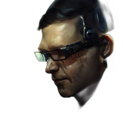 face, robot, staff, cyberpunk transparent PNG cut-out