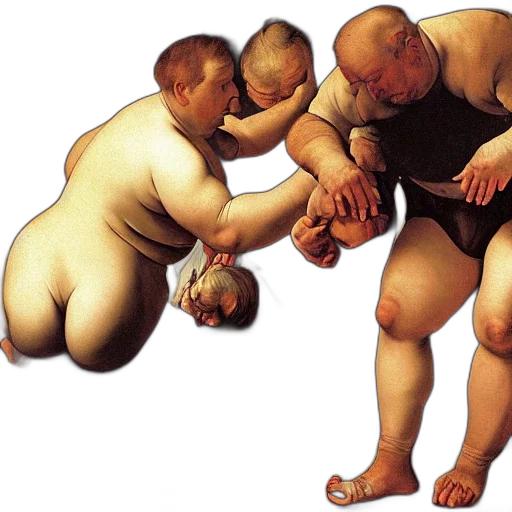 concept art, photorealistic, oil painting, obese transparent PNG cut-out