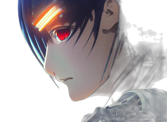 face, robot, mask, creature, anime, concept art, photorealistic, 3d render transparent PNG cut-out