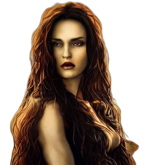 hair, face, fantasy art, photorealistic, comic book art, concept art, golden, earth tones transparent PNG cut-out