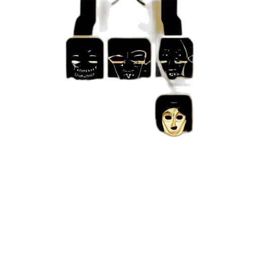 mask, face, jewelry, pixel art, concept art, 3d render, comic book art, dark transparent PNG cut-out