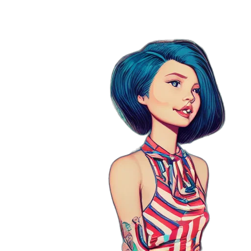 dress, comic book art, cartoon, concept art, fantasy art, blue, colorful, neon transparent PNG cut-out