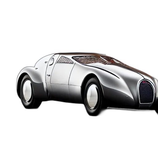 car, 3d render, concept art, photorealistic, retro, futuristic, bugatti, type transparent PNG cut-out