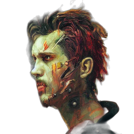 face, concept art, comic book art, watercolor transparent PNG cut-out