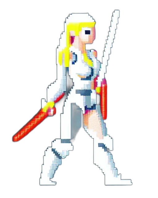sword, weapon, robot, staff, pixel art, concept art, cyberpunk, 3d render transparent PNG cut-out