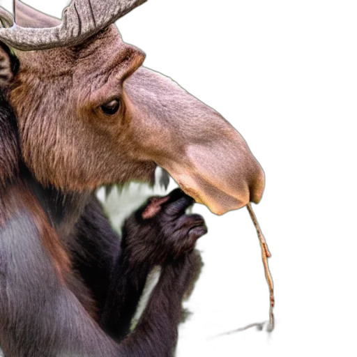 animal, creature, staff, mask, photorealistic, photo, moose, eating transparent PNG cut-out