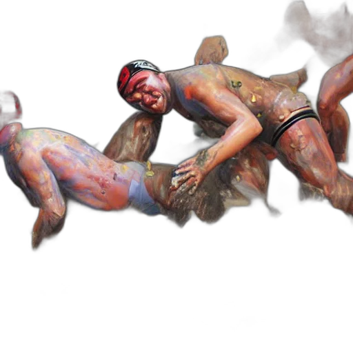 concept art, photorealistic, watercolor, oil painting, underwater, fire, fog, drunks transparent PNG cut-out