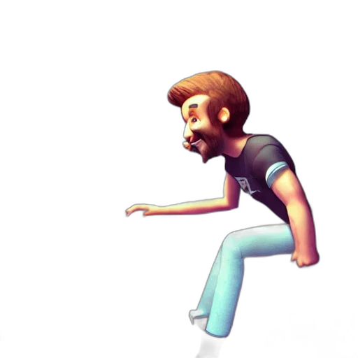 staff, hair, 3d render, pixel art transparent PNG cut-out