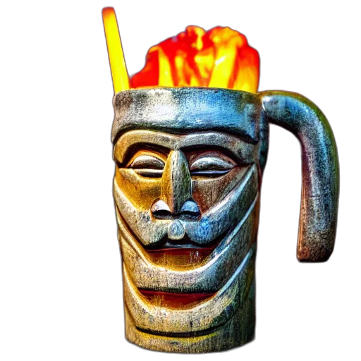 crown, staff, mask, food, vaporwave, 3d render, photorealistic, closeup transparent PNG cut-out