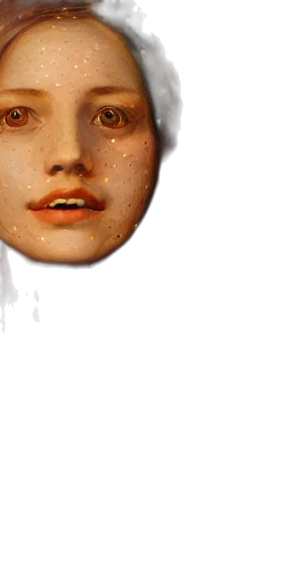face, mask, crown, hair, photorealistic, pixel art, concept art, 3d render transparent PNG cut-out
