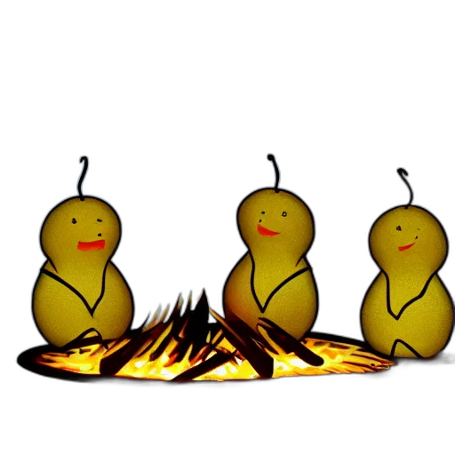 staff, concept art, pixel art, 3d render, cartoon, fire, anthropomorphic, prunes transparent PNG cut-out