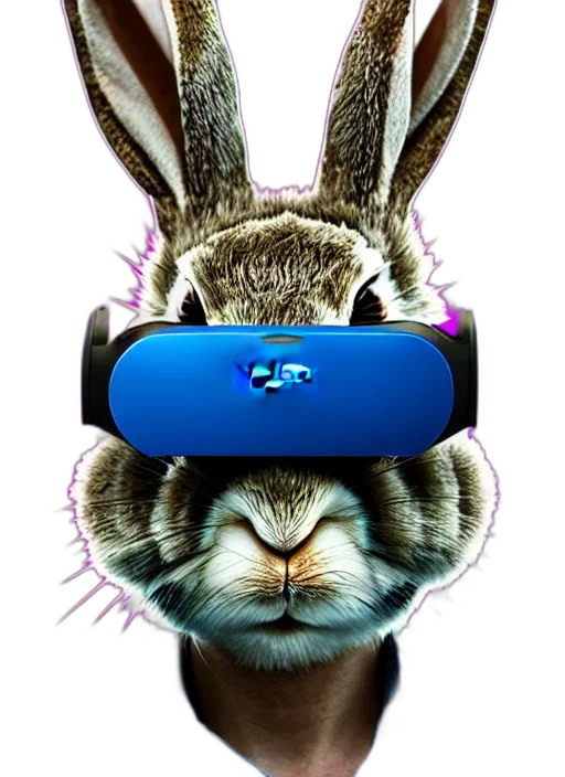 cyberpunk, 3d render, rabbit, groot transparent PNG cut-out