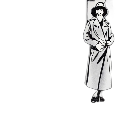 jacket, staff, umbrella, face, cartoon, comic book art, concept art, baby transparent PNG cut-out