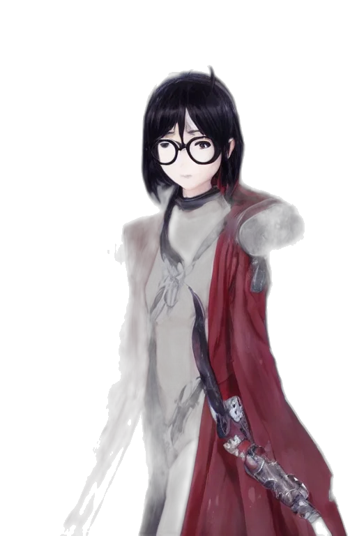 jacket, dress, staff, face, concept art, anime, fantasy art, watercolor transparent PNG cut-out