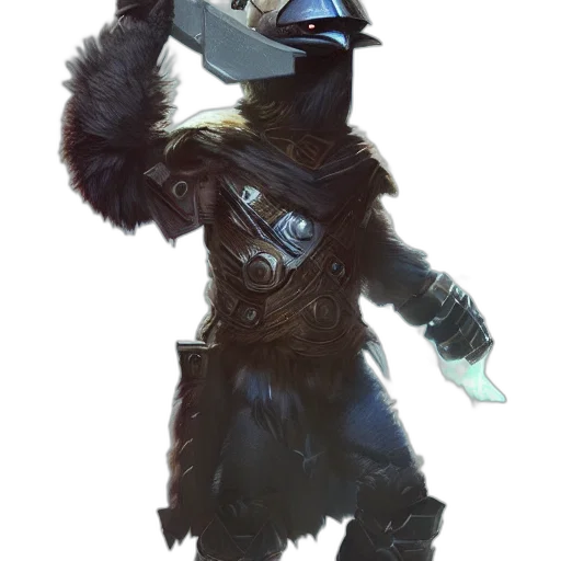 animal, staff, mask, creature, concept art, fantasy art, 3d render, cyberpunk transparent PNG cut-out