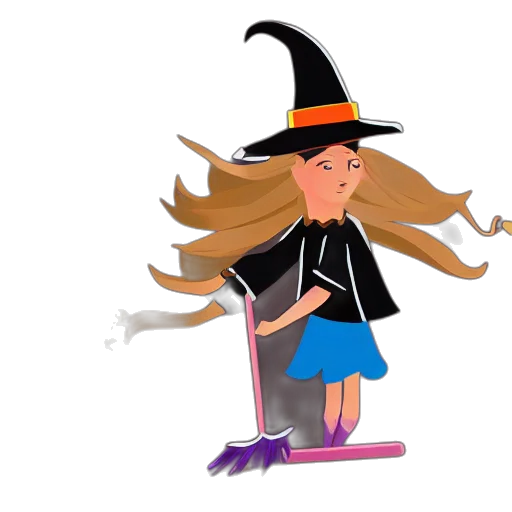staff, cartoon, concept art, 3d render, witch, riding, magical, broom transparent PNG cut-out