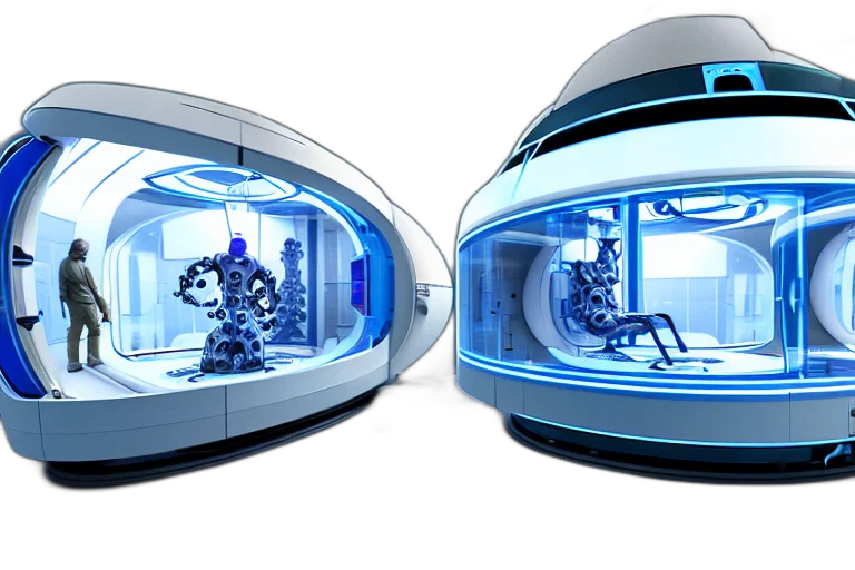 robot, 3d render, concept art, cyberpunk transparent PNG cut-out