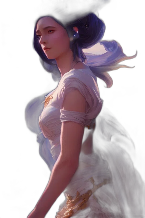 dress, face, crown, staff, fantasy art, concept art, photorealistic, anime transparent PNG cut-out