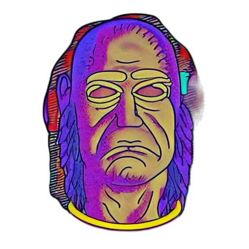 face, mask, jacket, robot, vaporwave, cyberpunk, cartoon, 3d render transparent PNG cut-out
