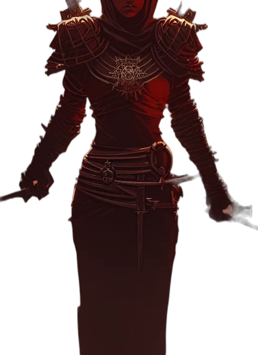 staff, sword, dress, mask, concept art, fantasy art, pixel art, comic book art transparent PNG cut-out