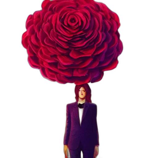 flower, umbrella, crown, jacket, concept art, pixel art, red, giant transparent PNG cut-out