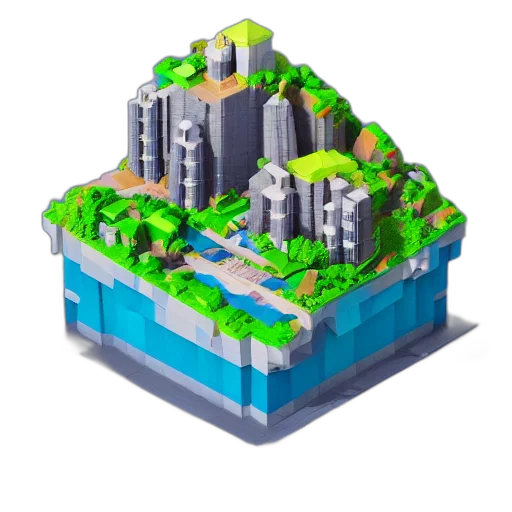 building, crown, 3d render, pixel art transparent PNG cut-out