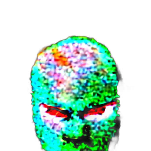 mask, face, creature, robot, vaporwave, pixel art, 3d render, photorealistic transparent PNG cut-out