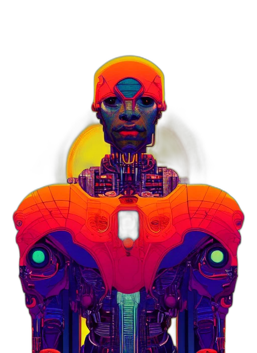 robot, face, mask, jacket transparent PNG cut-out