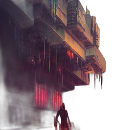 robot, building, creature, face, cyberpunk, concept art, comic book art, fantasy art transparent PNG cut-out