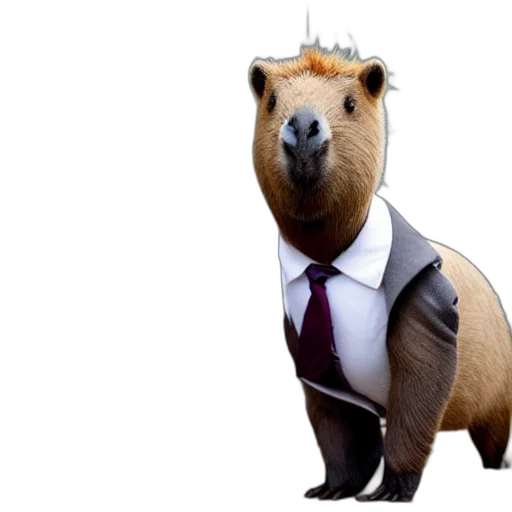 animal, staff, creature, 3d render, antropomorphic, capybara, wearing, suit transparent PNG cut-out