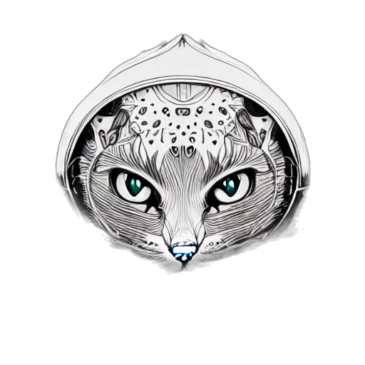 jewelry, mask, crown, fantasy art, concept art, kitten, wizard, extremely transparent PNG cut-out