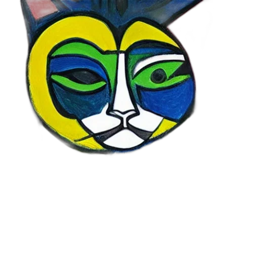 mask, cartoon, fantasy art, pixel art, photorealistic, flower, cat, picasso transparent PNG cut-out