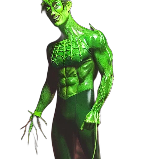 creature, mask, concept art, comic book art, 3d render, fantasy art, green, jim transparent PNG cut-out